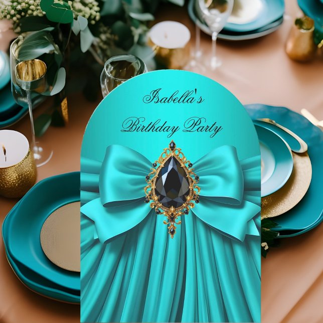 Invitación Elegante Verde azulado Partido de Cumpleaños de la (Subido por el creador)