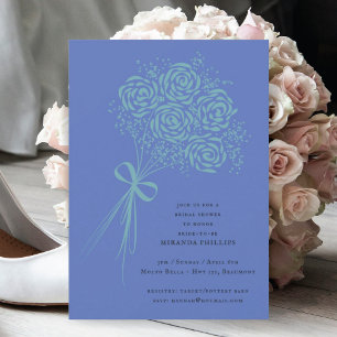 Invitación Elegante Verde azulado Rose Bouquet Bridal Ducha I