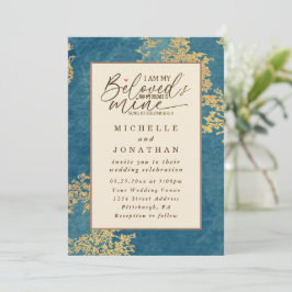 Invitación Elegante Verde azulado y Boda cristiano de la Bibl