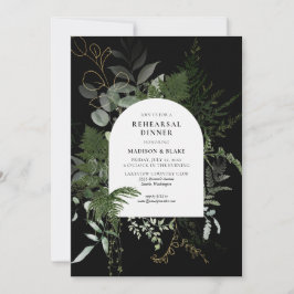 Invitación Elegante verde Boda negro Ensayo de cena