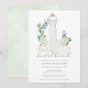 Invitación Elegante verde Boda vestido brunch de novia
