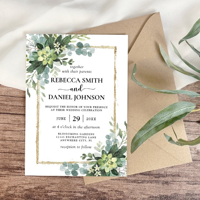 Invitación Elegante Verde de Hojas de Eucalipto Rústico para  (Subido por el creador)