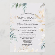 Elegante verde dorado deja ducha de novia