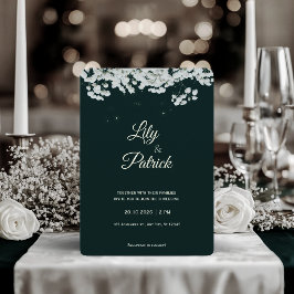 Invitación Elegante verde esmeralda baby's breath 