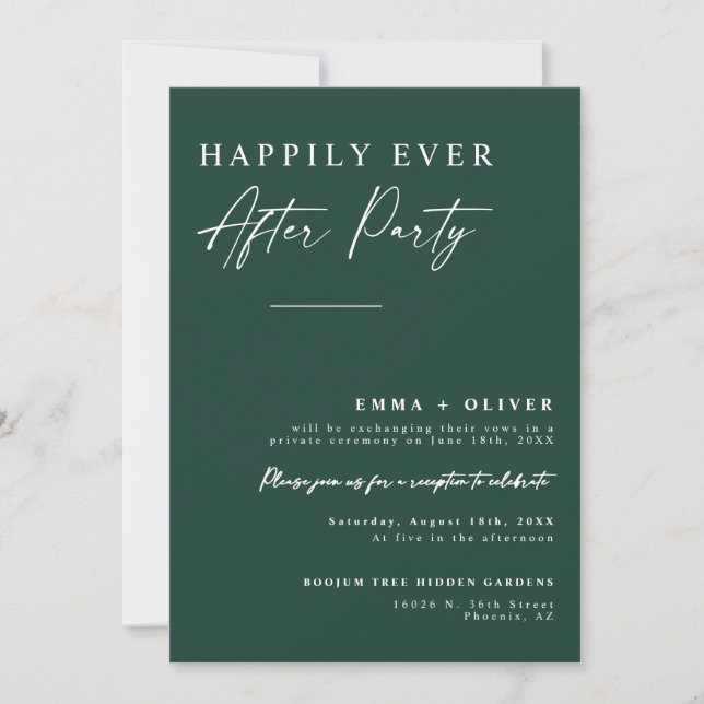 Invitación Elegante verde esmeralda feliz para siempre despué (Anverso)