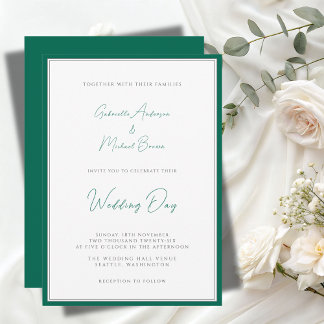 Invitación Elegante Verde Esmeralda Minimalista