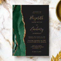 Elegante Verde Esmeralda Oro Ágata Oscura Boda