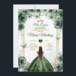 Invitación Elegante Verde Esmeralda y Oro Mis Quince Dulce 16<br><div class="desc">Elegante Verde Esmeralda & Oro Mis Quince Dulce 16ª Invitación Mis Quince 15 Anos,  Mariposa 16º Cumpleaños.</div>