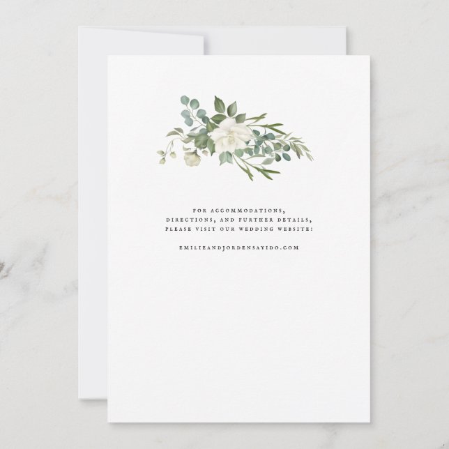 Invitación Elegante Verde Eucalipto Acuarela Boda  (Reverso)