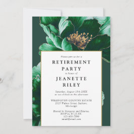 Invitación Elegante verde Fiesta de retiro floral moderno