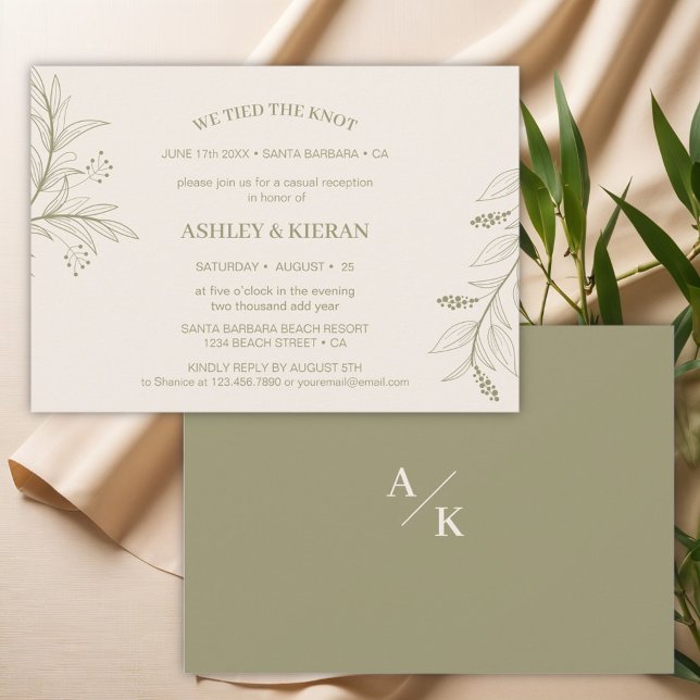 Invitación Elegante verde floralVinimos la recepción de nudos (Subido por el creador)