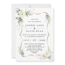 Elegante verde Flores blancas Boda de oro