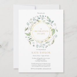 Invitación Elegante verde Garland Celebración de la Vida