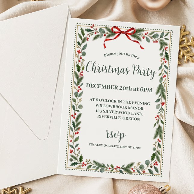 Invitación Elegante Verde Navidad Clásico (Subido por el creador)