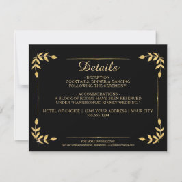 Invitación Elegante verde oro Boda negro detalles