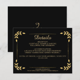 Invitación Elegante verde oro Boda negro detalles