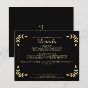 Invitación Elegante verde oro Boda negro detalles