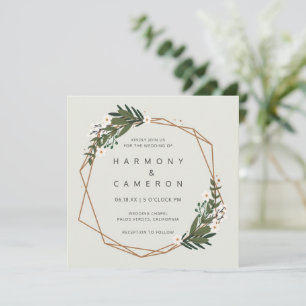 Invitación Elegante verde oro Geométrico Boda moderno