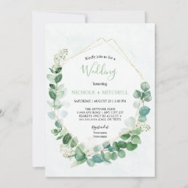 Invitación Elegante verde oro todo en un Boda