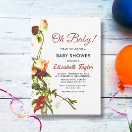 Invitación Elegante verde Rosas rústicos Baby Shower floral