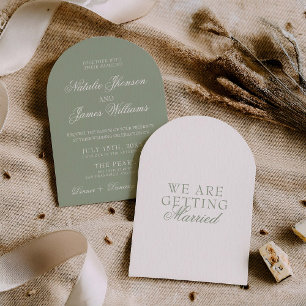 Invitación Elegante Verde Salvia Boho Moderno Arco de Boda