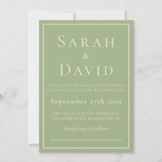 Invitación Elegante Verde Salvia Minimalista Moderno