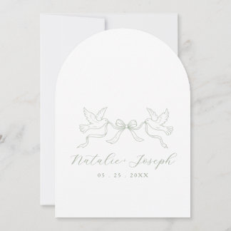 Invitación Elegante Verde Salvia Romántico Dinero Antiguo Arc