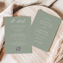 Elegante Verde Salvia Todo en Uno Código QR Boda