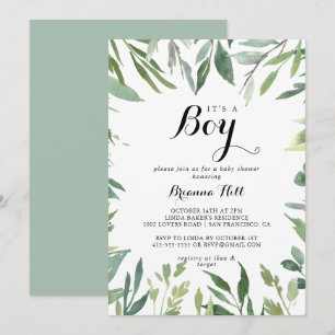 Invitación Elegante verde tropical es un joven Baby Shower