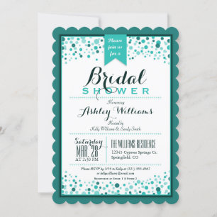 Invitación Elegante verde Verde azulado; ducha de novia turqu