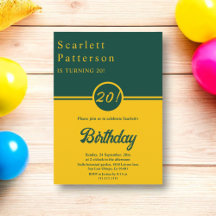 Elegante Verde Y Dorado Chic Moderno Cumpleaños 20