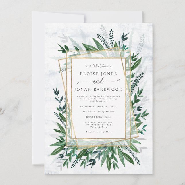 Invitación Elegante Verdor (Anverso)