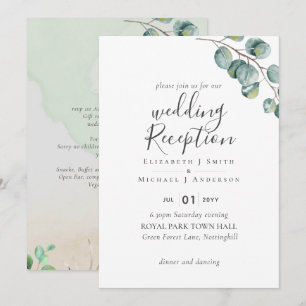 Invitación Elegante Verdor Boda La RECEPCIÓN Sólo En