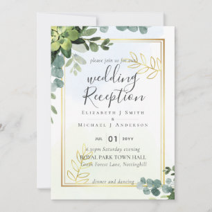 Invitación Elegante Verdor Boda La RECEPCIÓN Sólo En