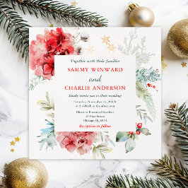 Invitación Elegante Verdor Floral Boda de Invierno