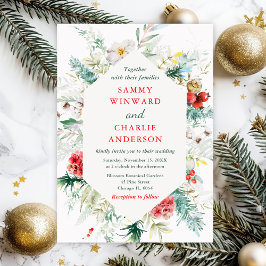Invitación Elegante Verdor Floral Boda de Invierno