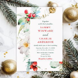 Invitación Elegante Verdor Floral Boda de Invierno