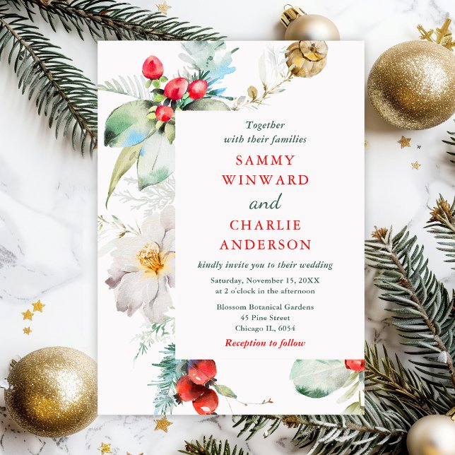 Invitación Elegante Verdor Floral Boda de Invierno (Subido por el creador)