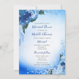 Invitación Elegante Verdor Floral de acuarela azul real