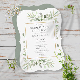 Invitación Elegante Verdor Oro Bridesmaids Luncheon