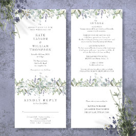 Invitación Elegante Verdor Todo En Uno Boda