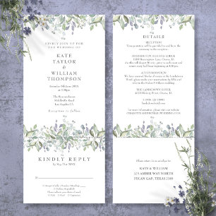 Invitación Elegante Verdor Todo En Uno Boda