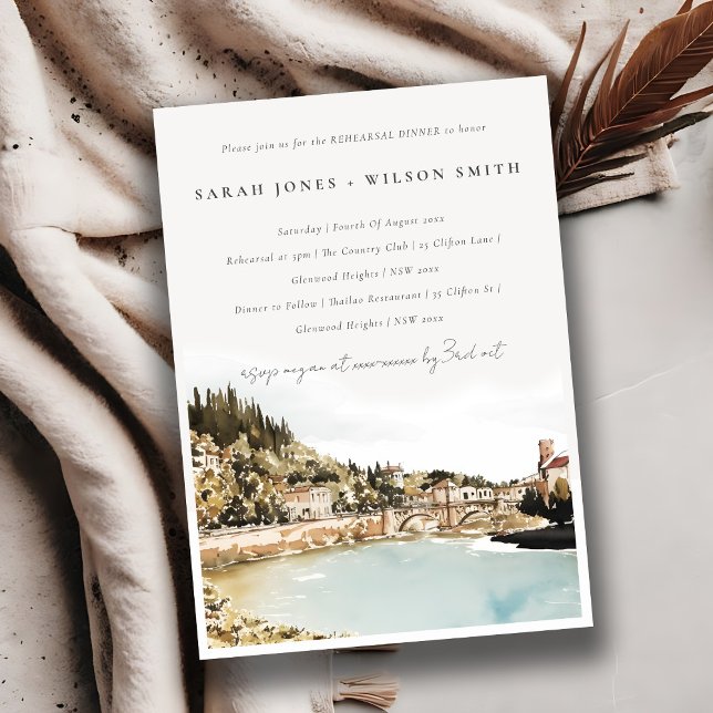 Invitación Elegante Verona Adige River Italia Cena de ensayo (Subido por el creador)