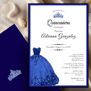 Invitación Elegante vestido azul para quinceañera de 15 años