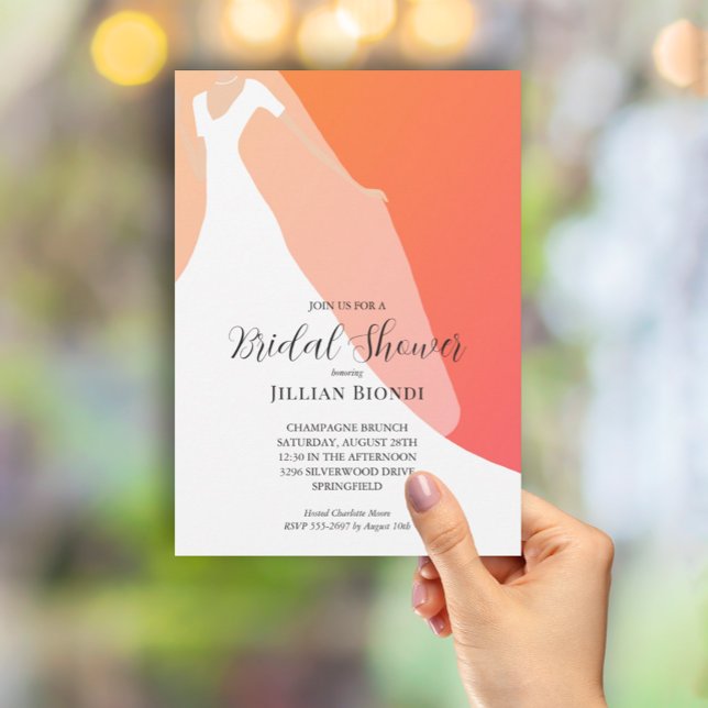 Invitación Elegante vestido con ducha Naranja de novia (Subido por el creador)