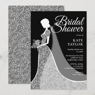 Invitación Elegante vestido de encaje negro y blanco para la 