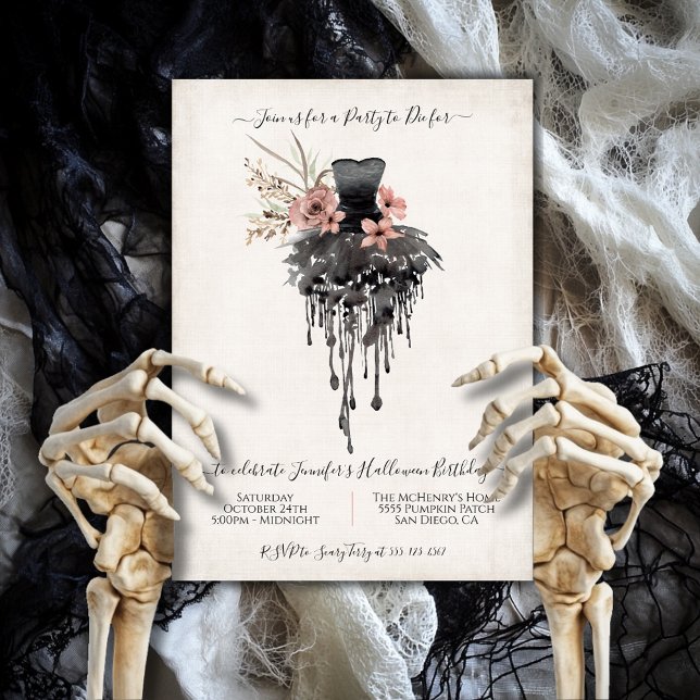 Invitación Elegante vestido de fiesta de Halloween (Subido por el creador)