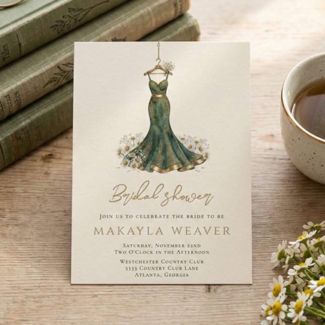 Invitación Elegante vestido de flores de Greenery Daisies par (Subido por el creador)