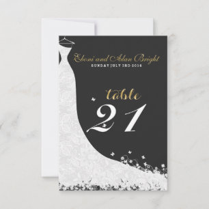 Invitación Elegante vestido de novia de encaje blanco Mesa 21