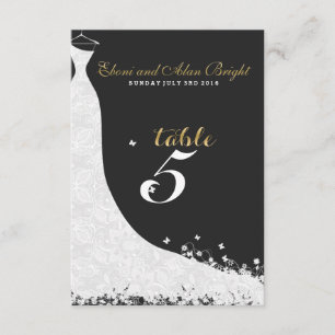 Invitación Elegante vestido de novia de encaje blanco Mesa 5